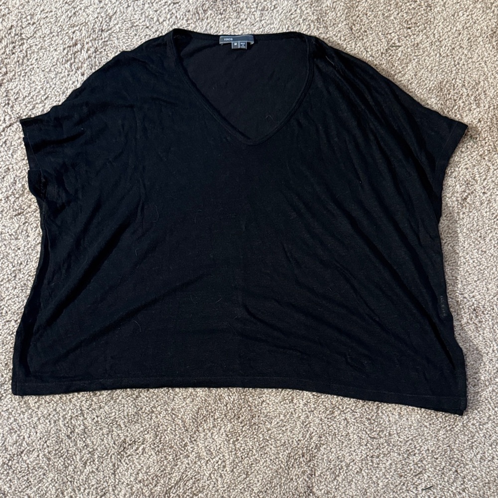 Vince Black Relaxed V-Neck Tee